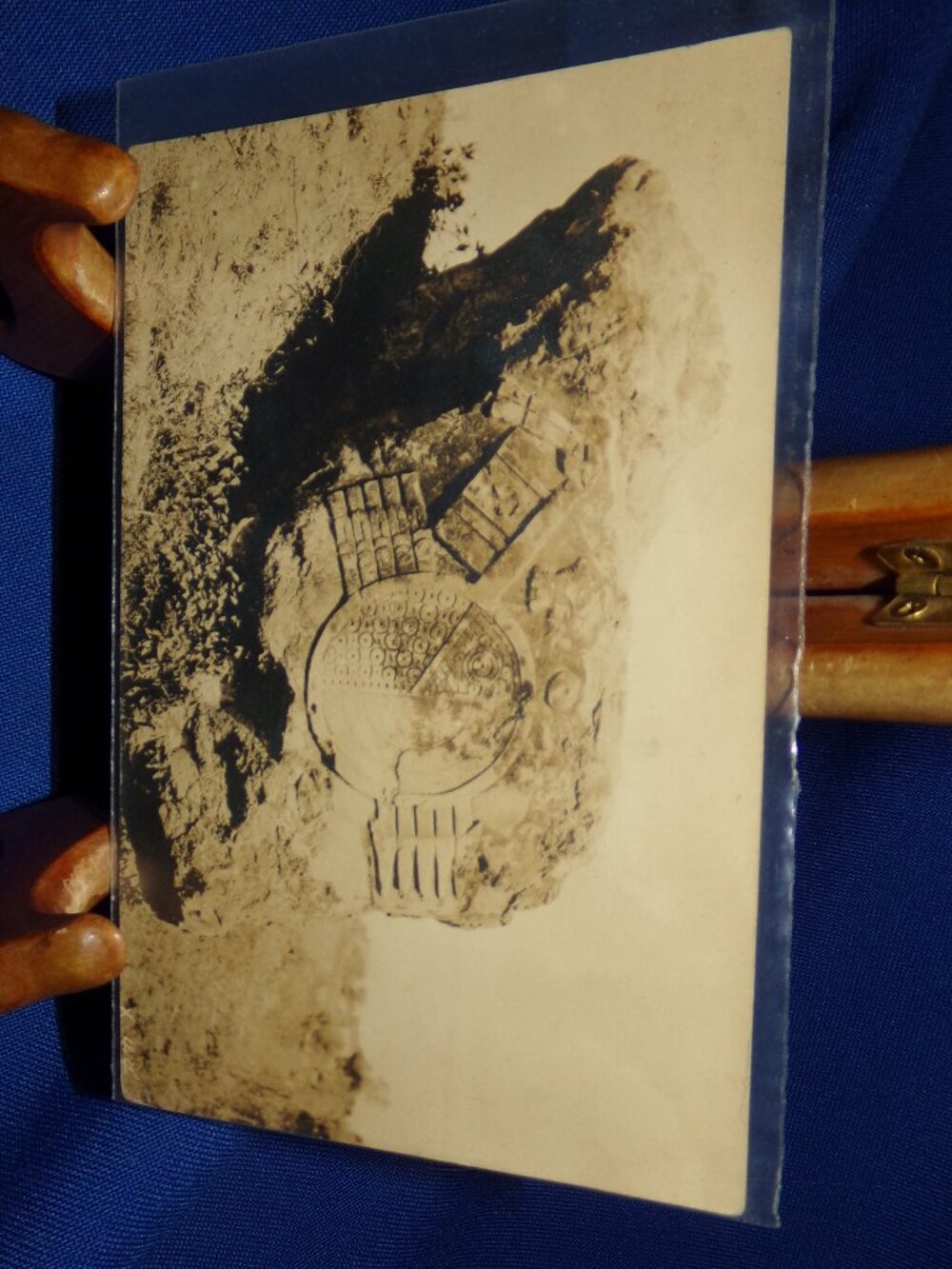 VINTAGE Mesoamerican Hieroglyphic Rock Sculpture RPPC Photo Postcard - Posted
